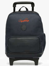 Sac A Dos  Roulettes 2 Compartiments Cameleon Bleu vintage urban SR40