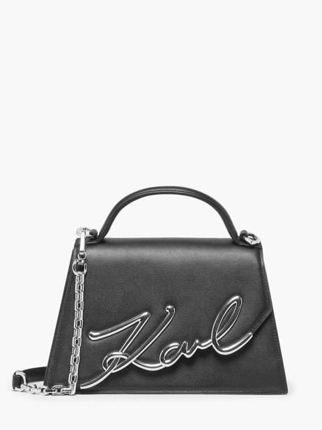 Shoulder Bag K Signature Leather Karl lagerfeld Black k signature 240W3003