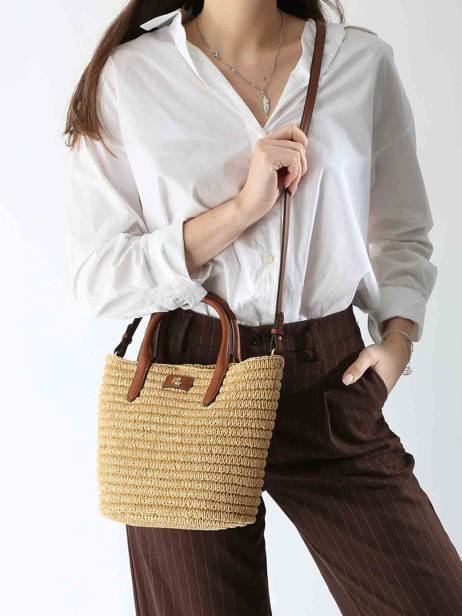 Small Brie Tote Leather And Raffia Lauren ralph lauren Beige brie 31962120 other view 1