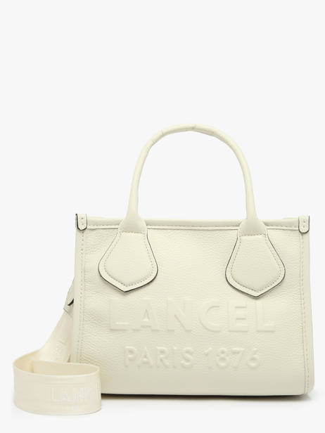 Small Leather Jour Tote Bag Lancel White jour A12995