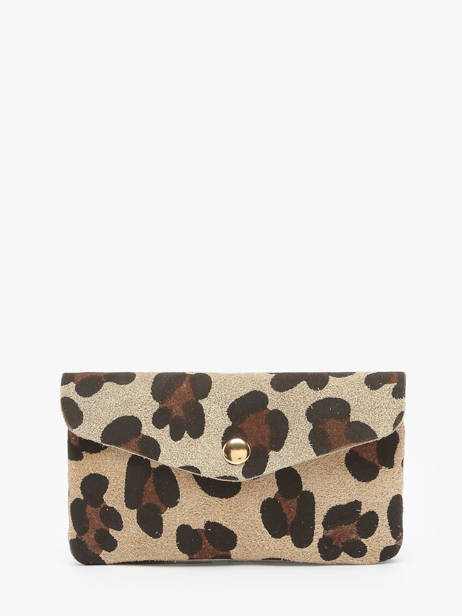 Porte-monnaie Cuir Milano Beige velvet leopardo VL23113