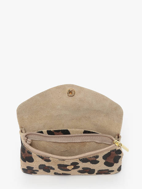 Porte-monnaie Cuir Milano Beige velvet leopardo VL23113 vue secondaire 1