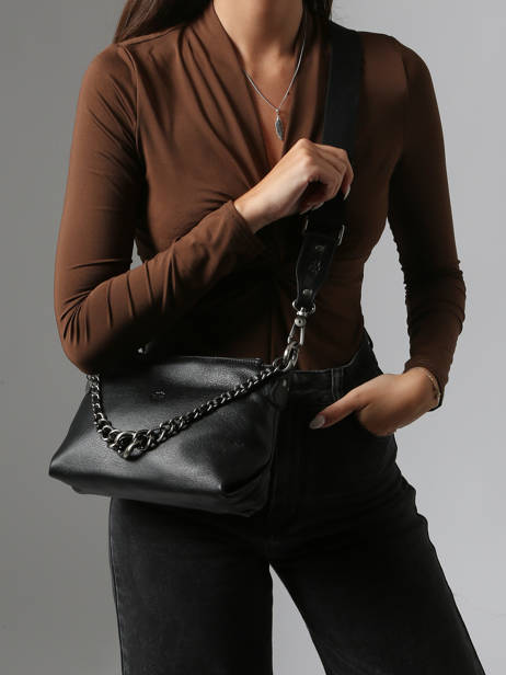 Sac Bandoulière Vintage Cuir Mila louise Noir vintage 3864C vue secondaire 1