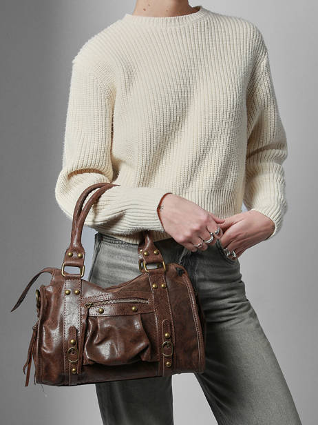 Sac Porté Main Spazzolato Cuir Milano Marron spazzolato SP24094 vue secondaire 1