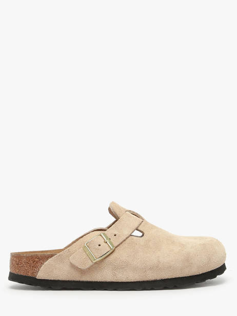 Slippers Boston In Leather Birkenstock Beige women 1030883