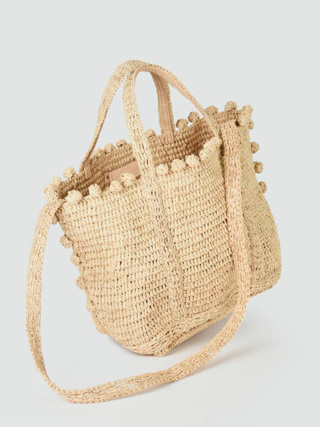 Handbag Le Cabas Raffia Pompoms Vanessa bruno Beige cabas raphia 75V40435 other view 3