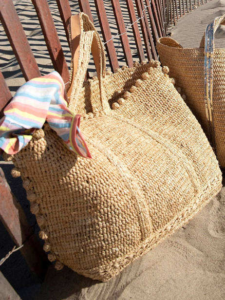 Raffia Shoulder Bag Le Cabas Pompoms Vanessa bruno Beige cabas raphia 75V40414 other view 3